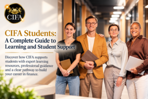 CIFA Students learning and student support guide featuring finance students and professionals with CIFA education resources.
