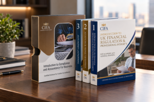 CIFA Introduction to Compliance and Accountancy for Business (ICAB) course bundle featuring UK financial regulation, accounting and anti-money laundering study books.