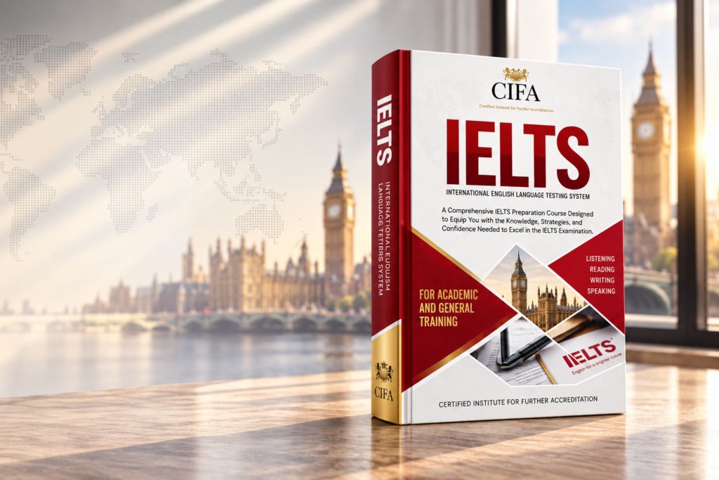 CIFA Education IELTS preparation course book for Academic and General Training, covering listening, reading, writing and speaking skills.